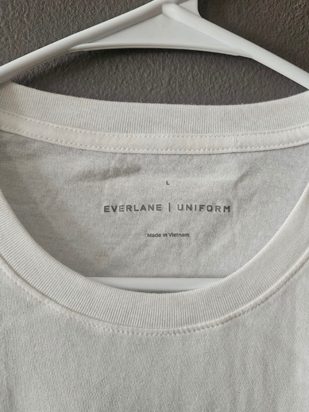 Mens L Everlane The Essential Organic Crew - White